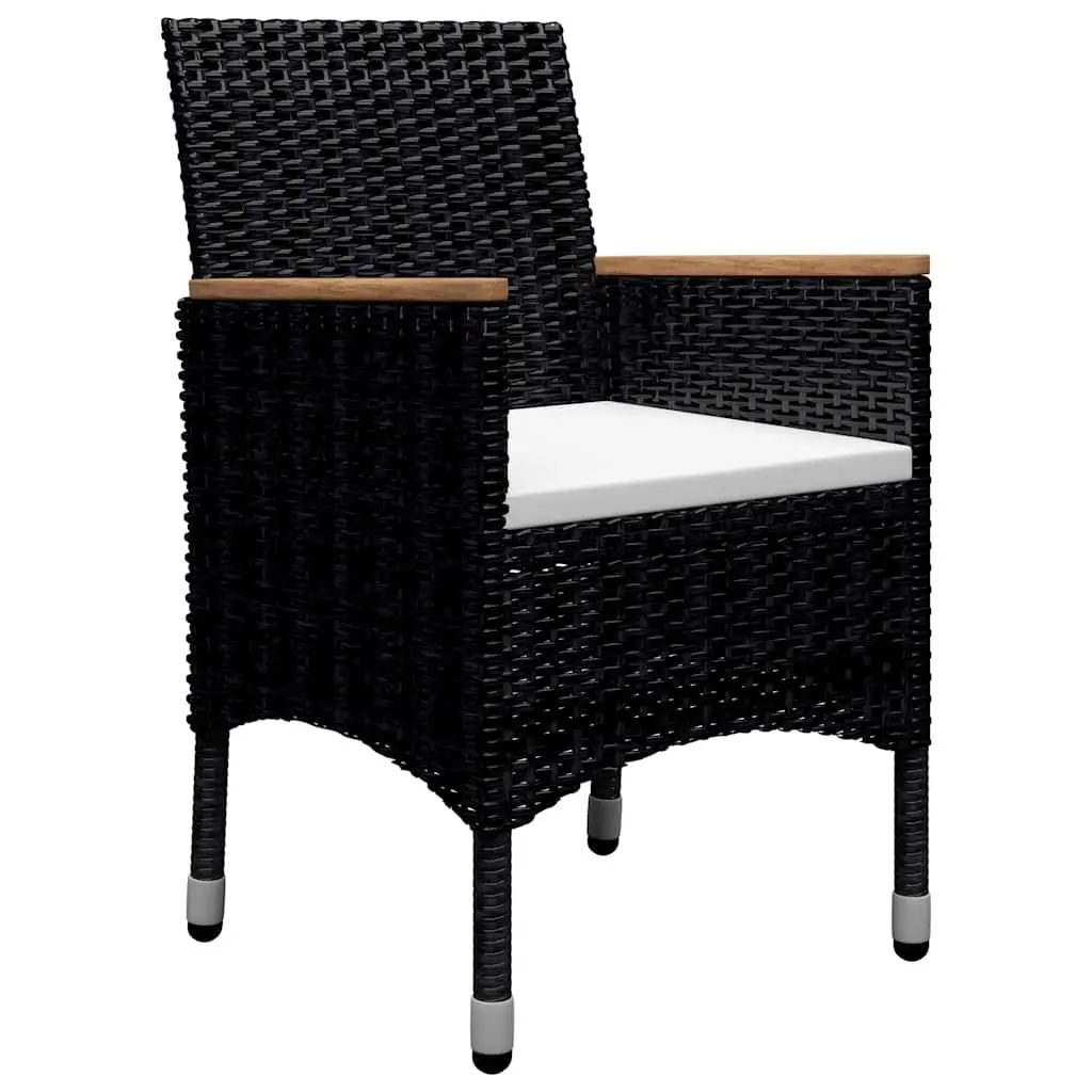 9-Piece Outdoor Dining Set in Black Rattan and Wood