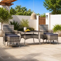 Durable 5 Piece Garden Dining Set with Tempered Glass