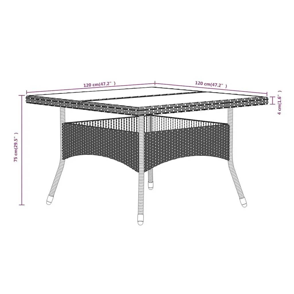 5 Piece Garden Dining Set Poly Rattan Tempered Glass Table Chairs Grey