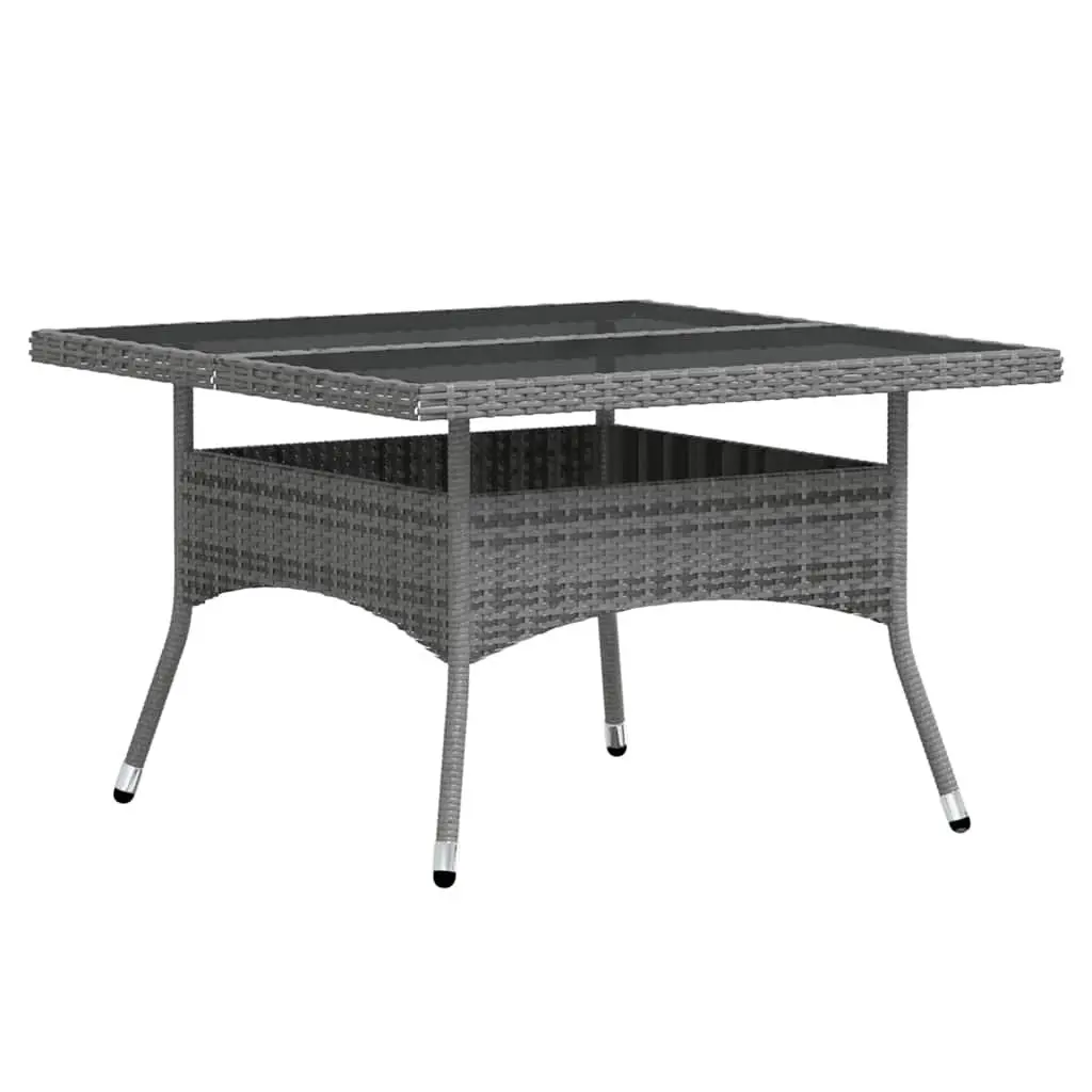 5 Piece Garden Dining Set Poly Rattan Tempered Glass Table Chairs Grey