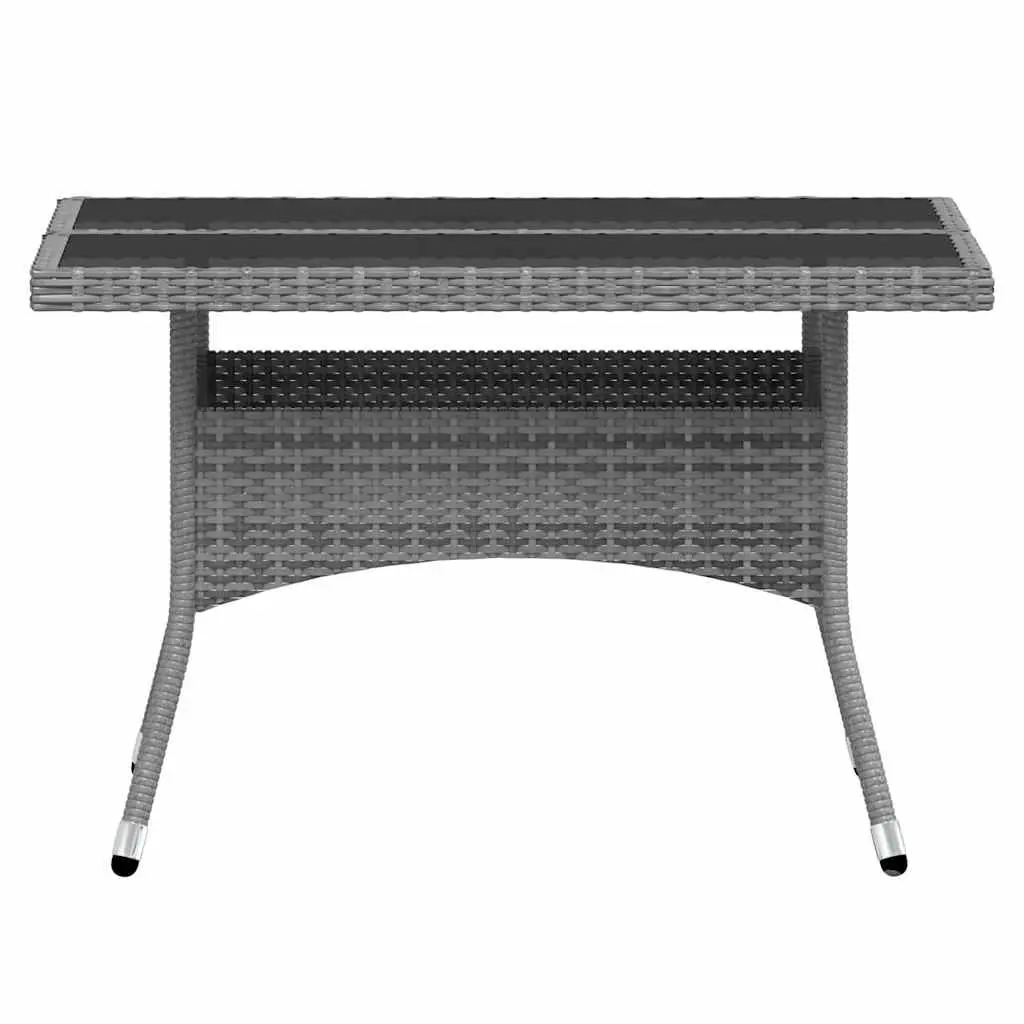 5 Piece Garden Dining Set Poly Rattan Tempered Glass Table Chairs Grey