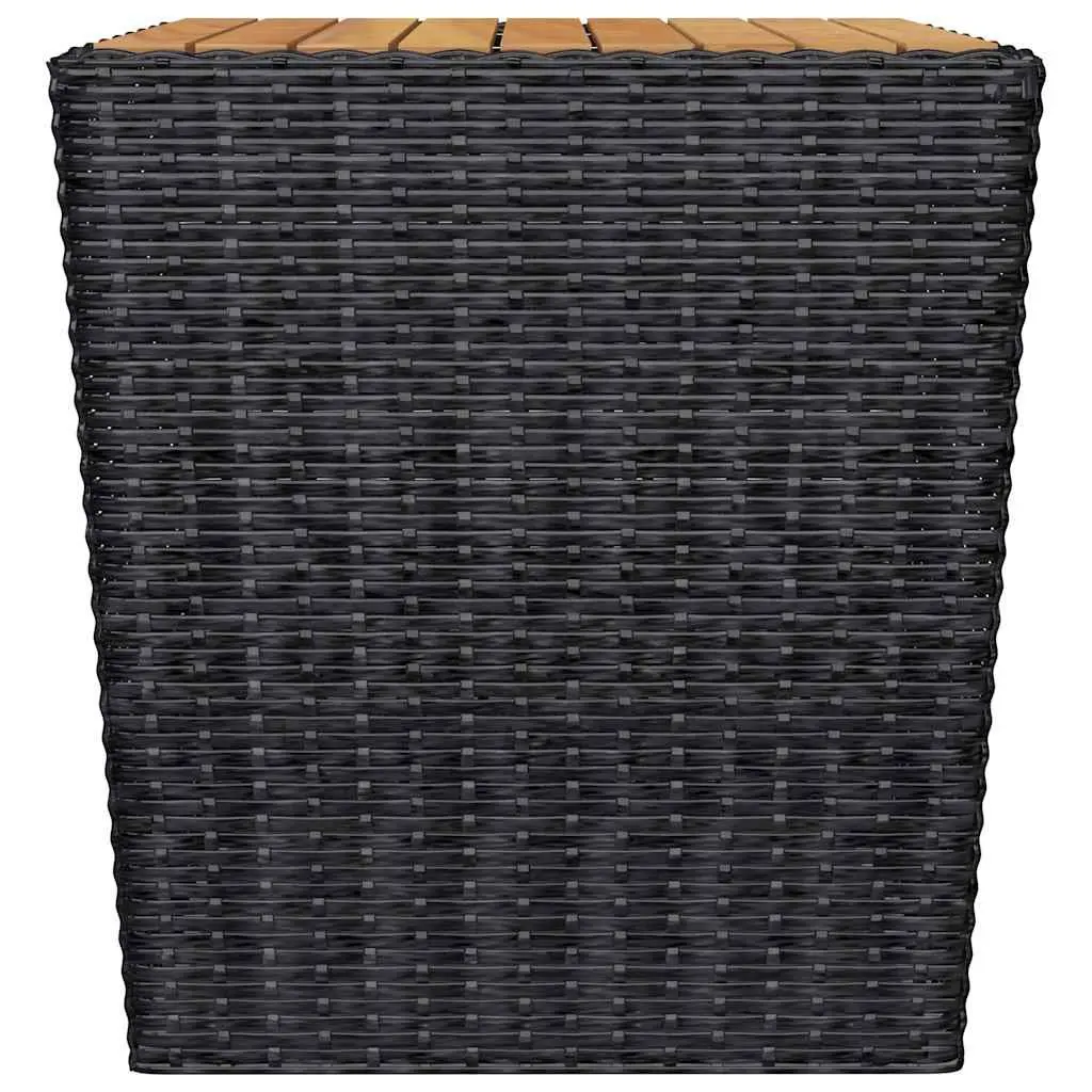 3 Piece Bistro Outdoor Furniture Set Poly Rattan Steel Acacia Wood Black