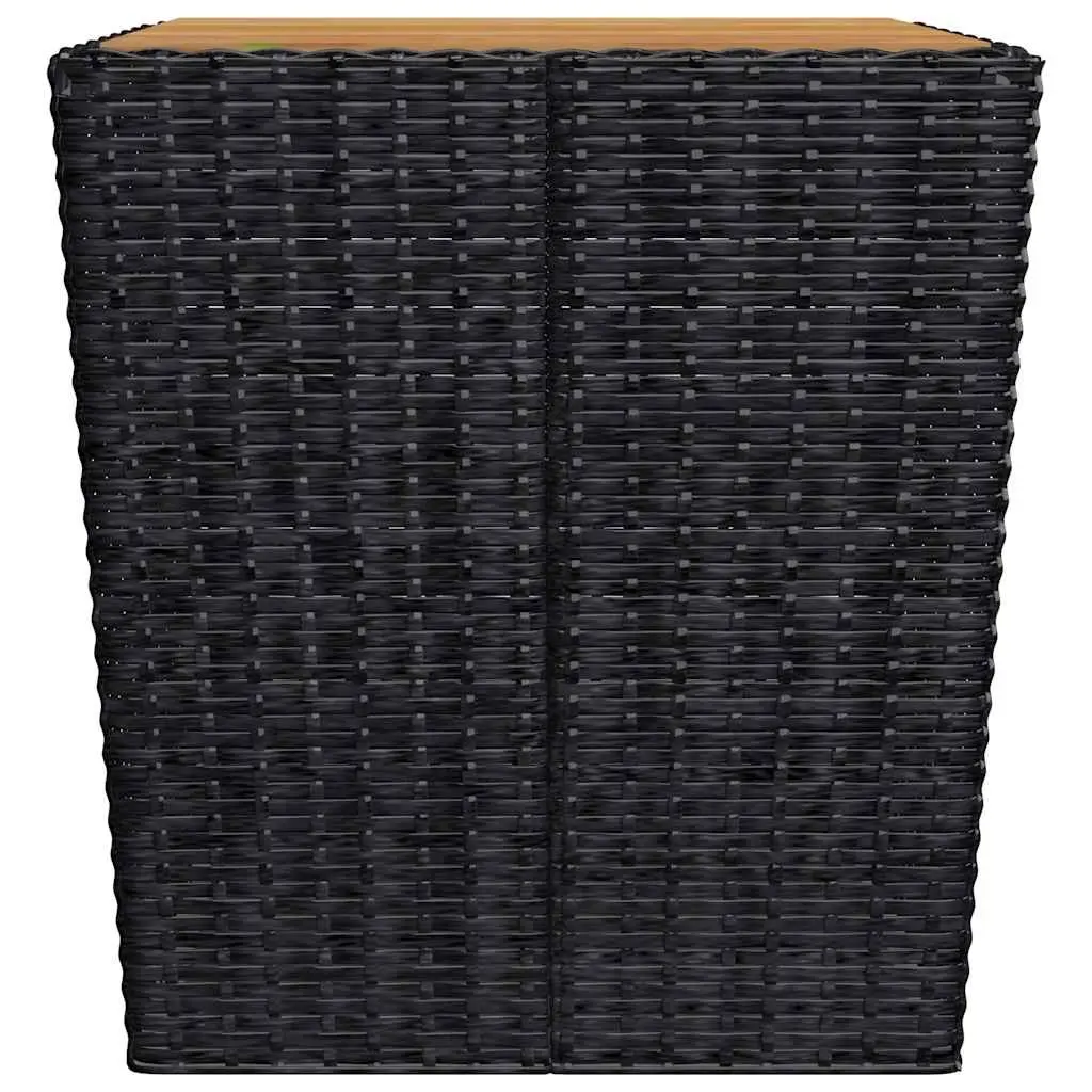 3 Piece Bistro Outdoor Furniture Set Poly Rattan Steel Acacia Wood Black