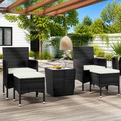 Durable 5-Piece Garden Bistro Set with Rattan Chairs