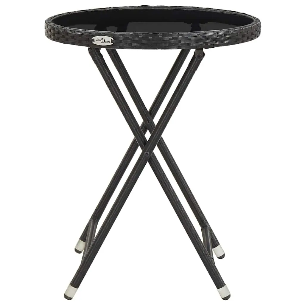 3 Piece Garden Bistro Set Outdoor Furniture Steel PE Rattan Tempered Glass Black