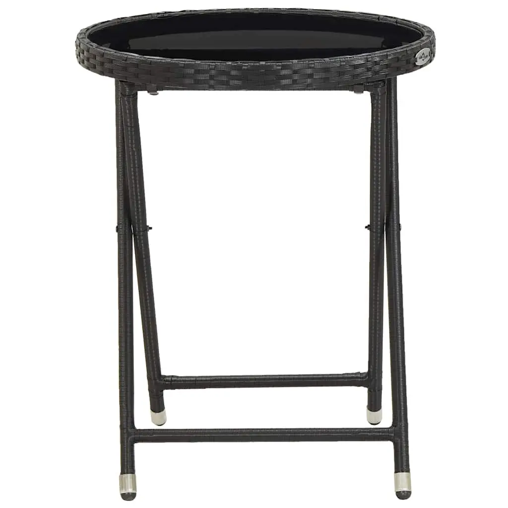 3 Piece Garden Bistro Set Outdoor Furniture Steel PE Rattan Tempered Glass Black
