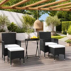 Premium 5 Piece Garden Bistro Set with Tempered Glass Table