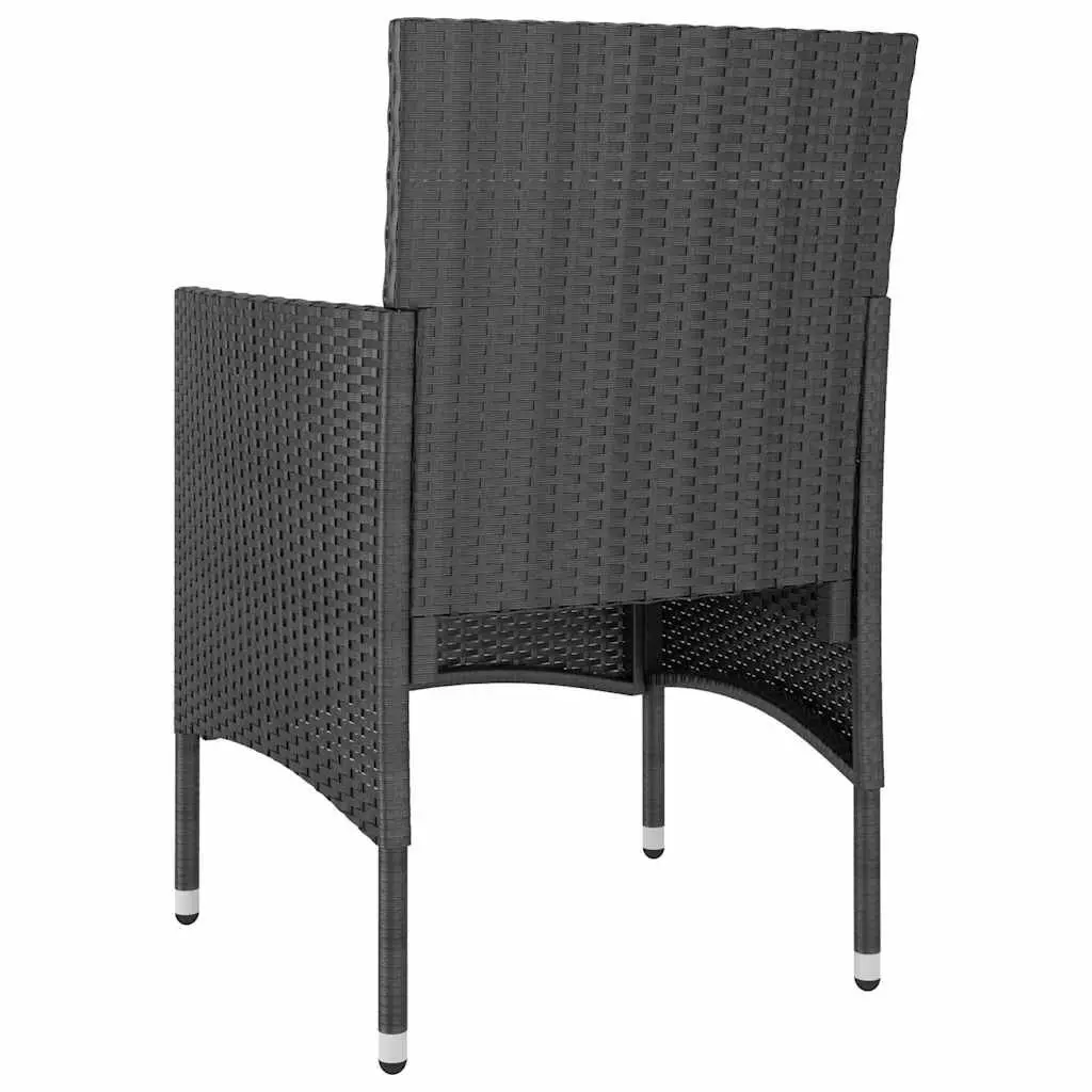 3 Piece Garden Dining Set with Black Rattan Chairs