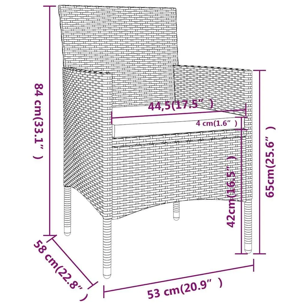 3 Piece Grey Outdoor Dining Set with Glass Tabletop