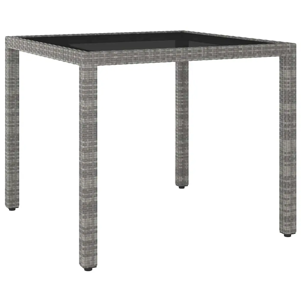 3 Piece Grey Outdoor Dining Set with Glass Tabletop