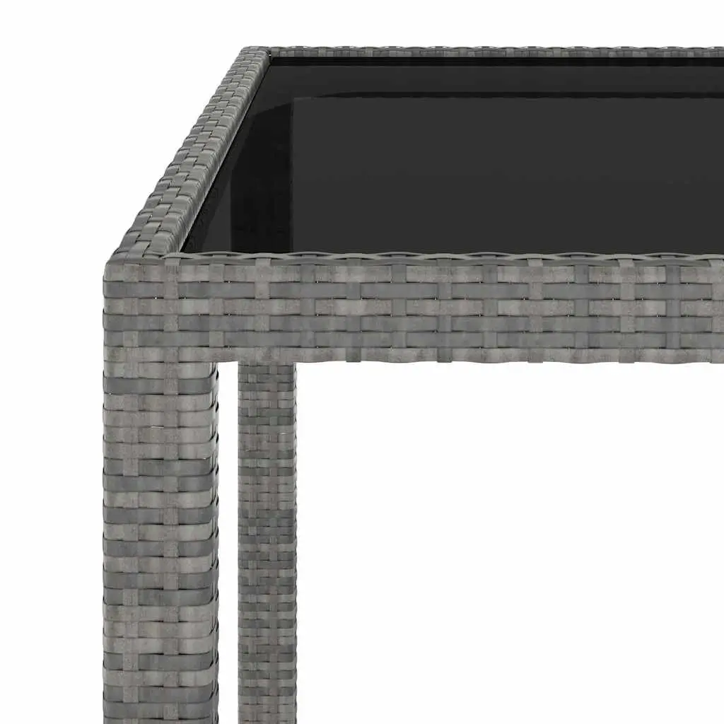 3 Piece Grey Outdoor Dining Set with Glass Tabletop