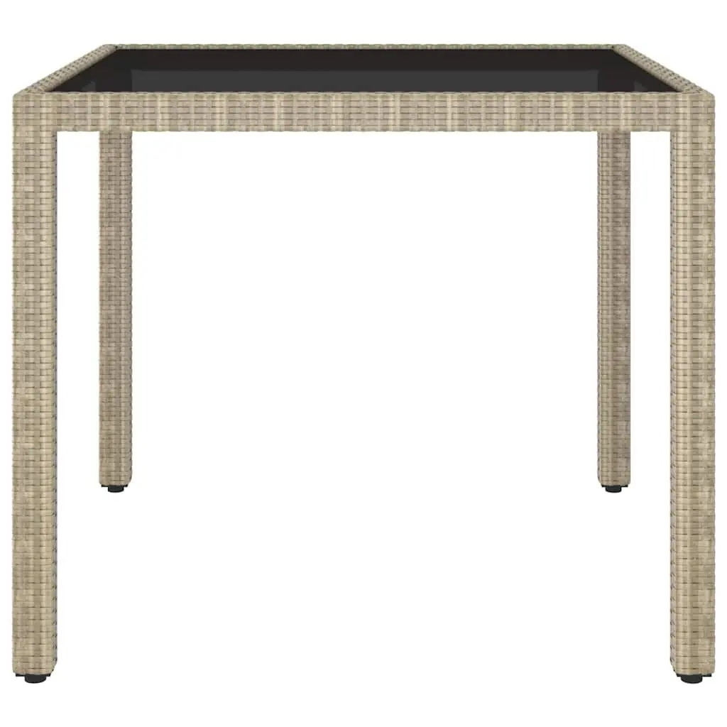 Garden Dining Set 3 Piece Outdoor Furniture Poly Rattan Tempered Glass Beige