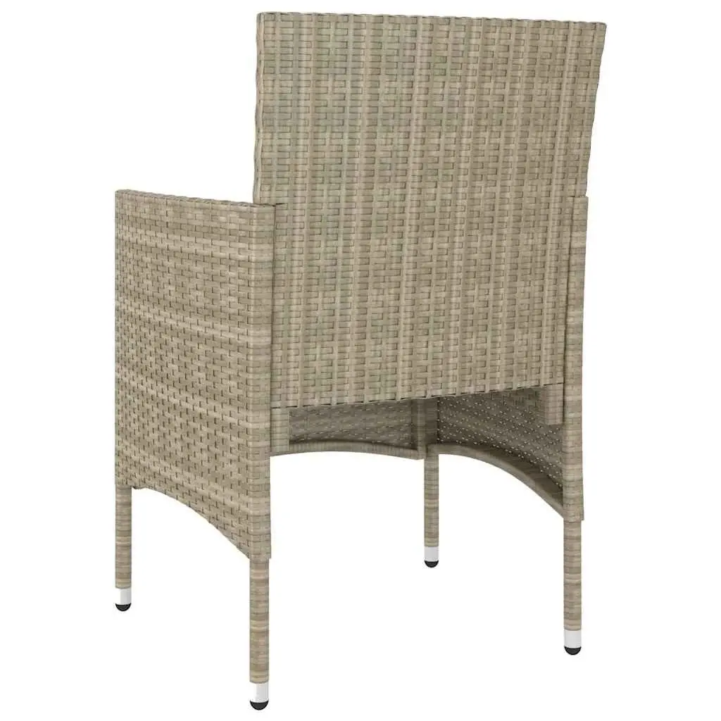 Garden Dining Set 3 Piece Outdoor Furniture Poly Rattan Tempered Glass Beige