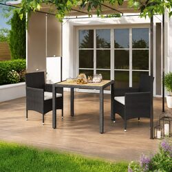 Durable 3 Piece Garden Dining Set with Rattan and Acacia Wood