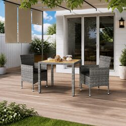 Outdoor Garden Dining Set with Durable Rattan & Wood