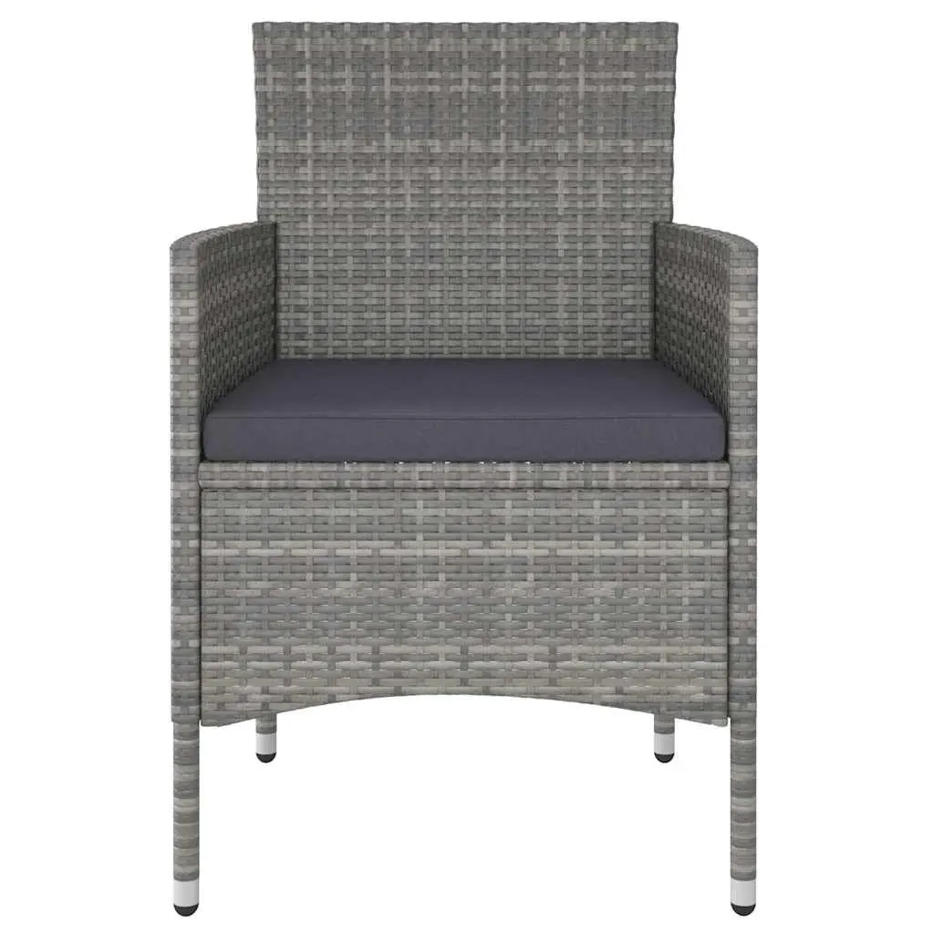 Garden Dining Set PE Rattan Acacia Wood 3 Piece Grey