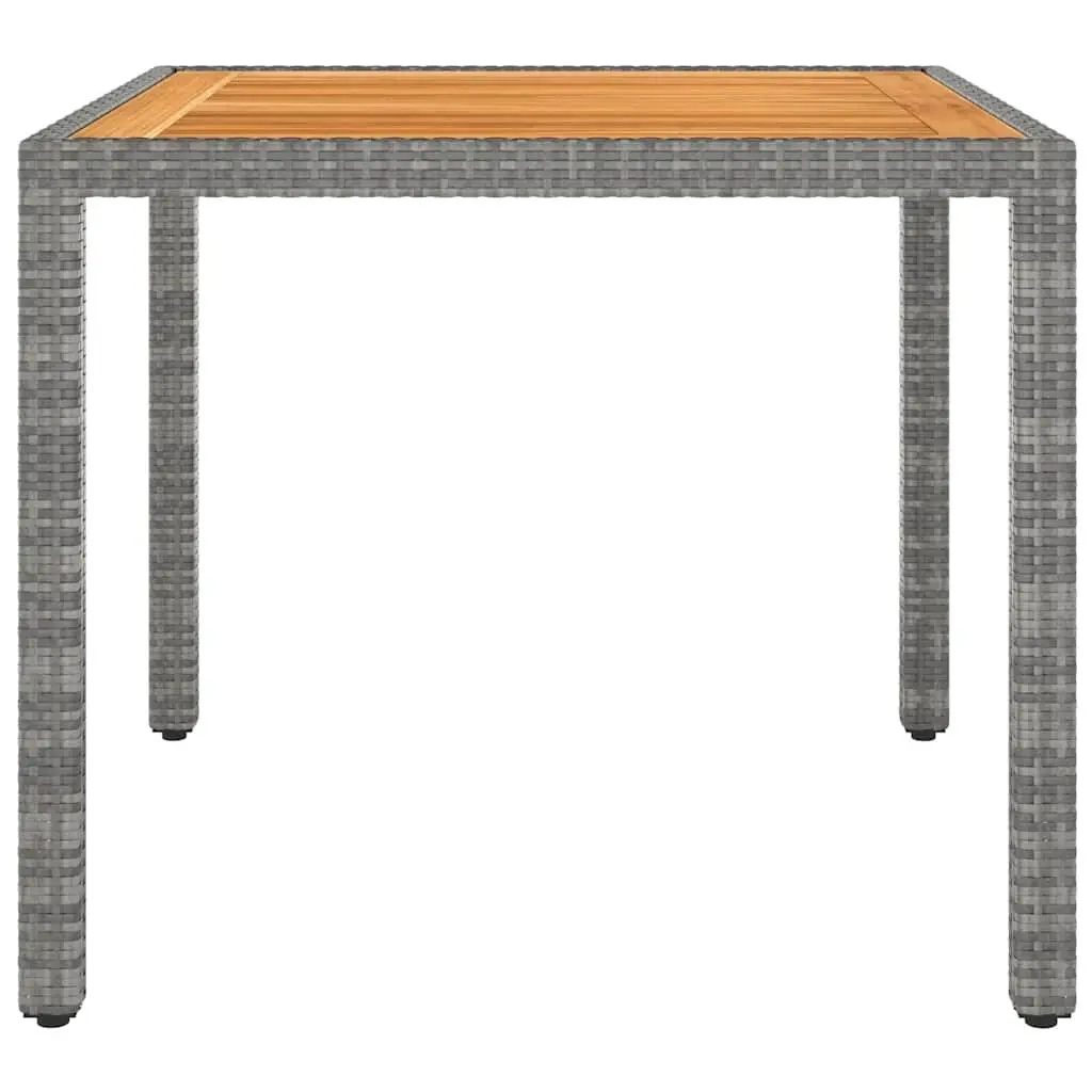 Garden Dining Set Grey Rattan Acacia Wood Table Chairs 3 Piece