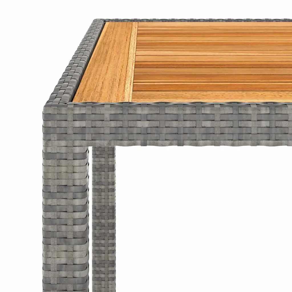 Garden Dining Set Grey Rattan Acacia Wood Table Chairs 3 Piece