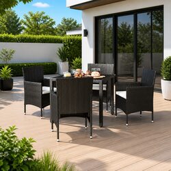 Durable 5 Piece Outdoor Dining Set with Rattan Chairs