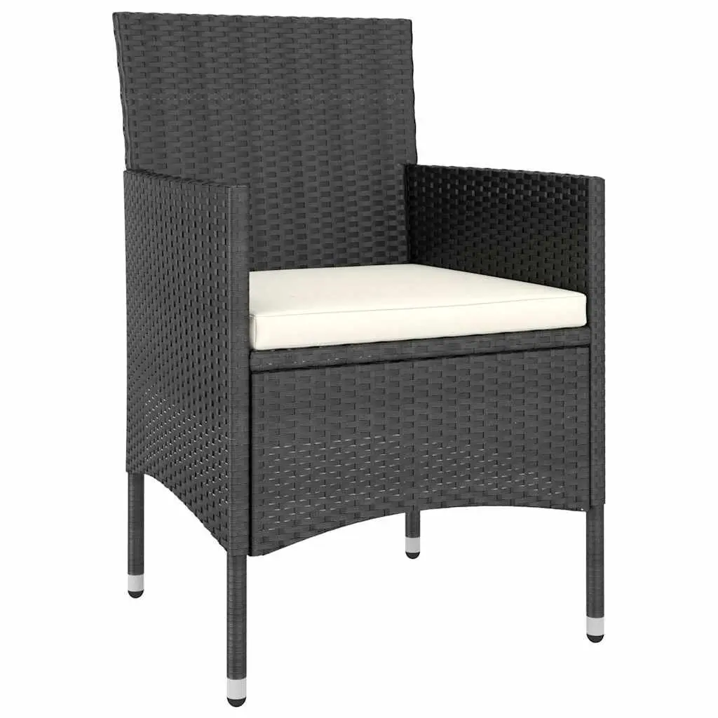 5 Piece Outdoor Dining Set Poly Rattan Black Chairs Table
