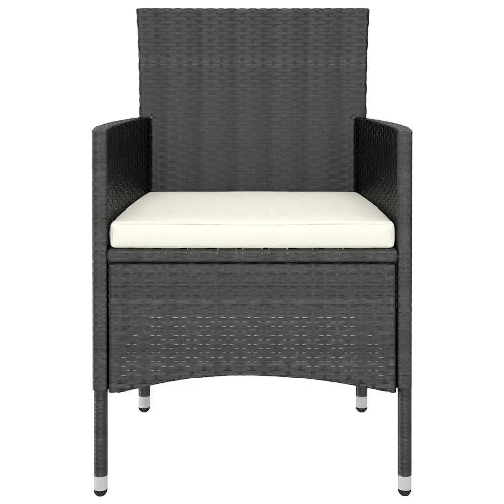 5 Piece Outdoor Dining Set Poly Rattan Black Chairs Table