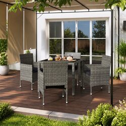 Premium 5-Piece Garden Dining Set with Rattan Chairs