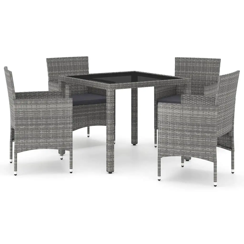 5-Piece Garden Dining Set with Rattan Chairs