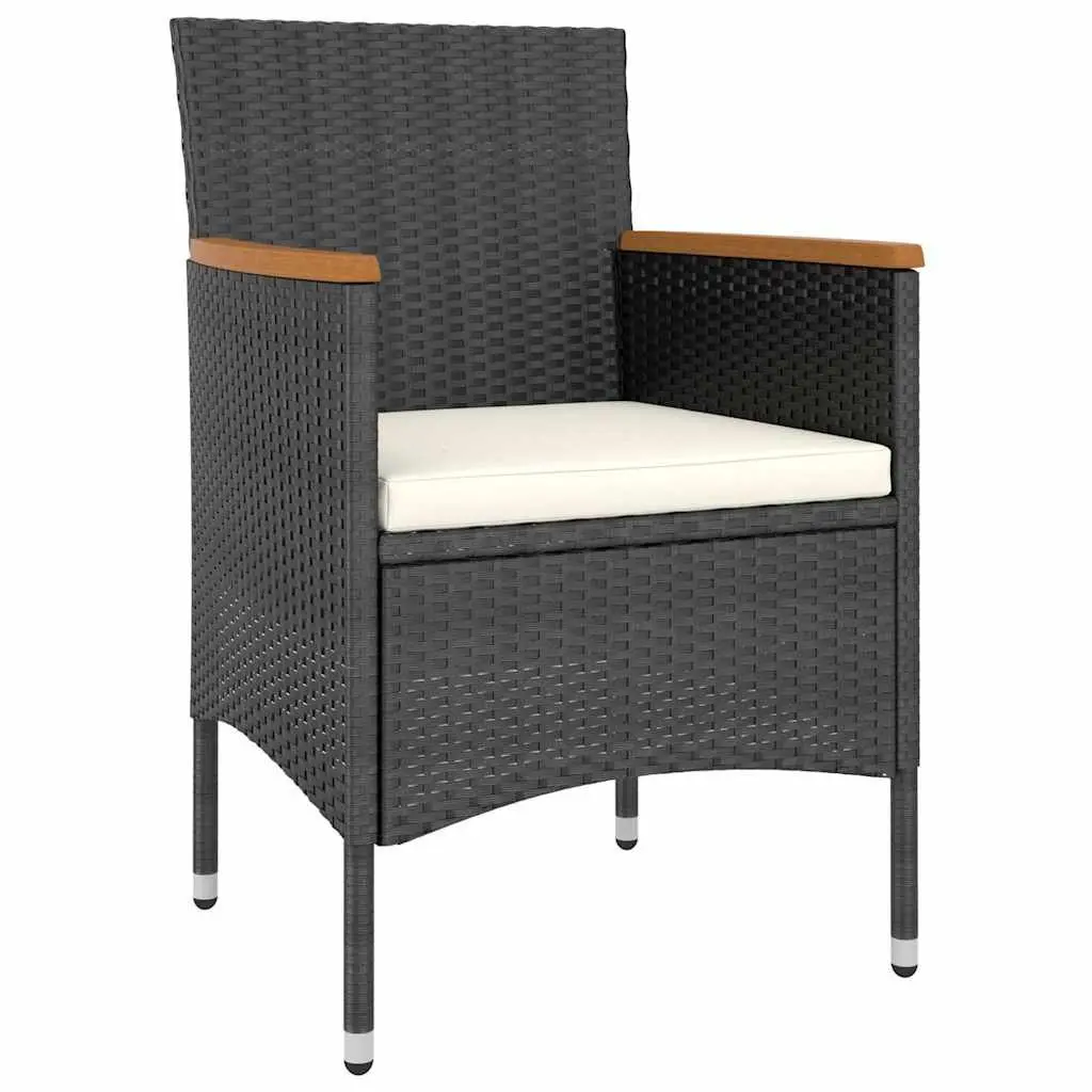 5 Piece Black Rattan Garden Dining Set