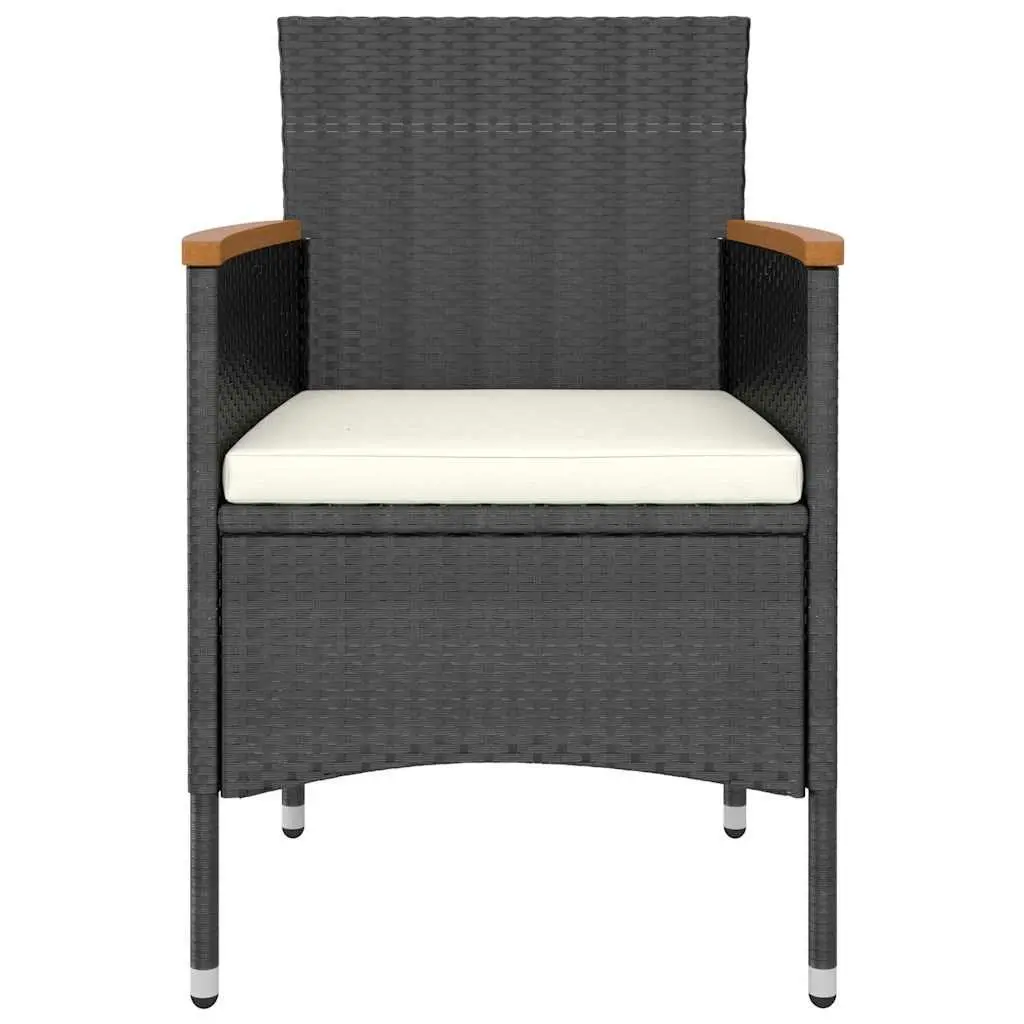 5 Piece Black Rattan Garden Dining Set