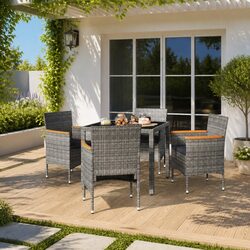 Stylish 5-Piece Garden Dining Set with Grey Rattan