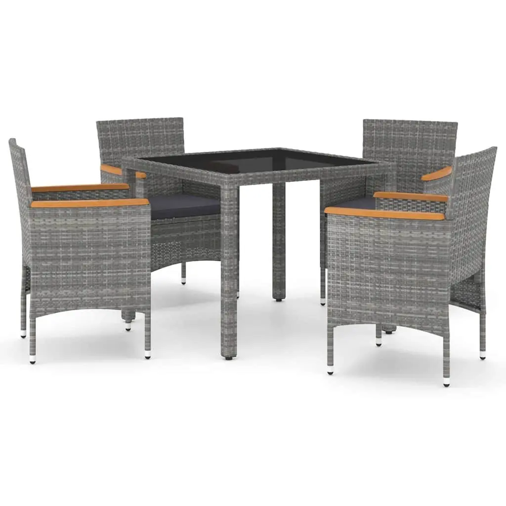 5-Piece Garden Dining Set with Grey Rattan