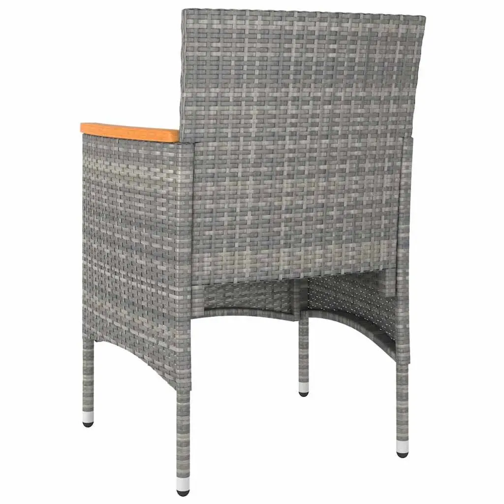 5 Piece Outdoor Dining Set PE Rattan Powder-coated Steel Frame Acacia Wood Table Grey