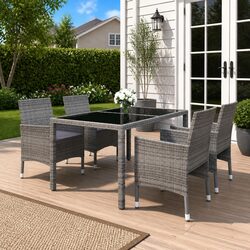 Durable 5 Piece Garden Dining Set with Rattan Chairs