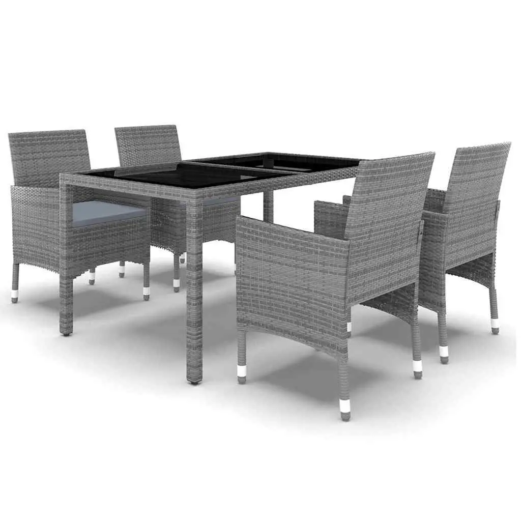 5 Piece Garden Dining Set with Rattan Chairs