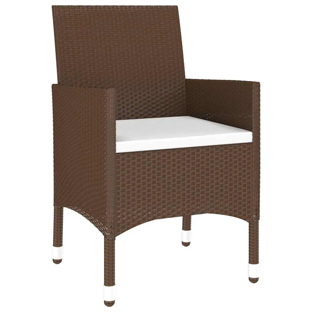 5 Piece Garden Dining Set PE Rattan Tempered Glass Table Brown