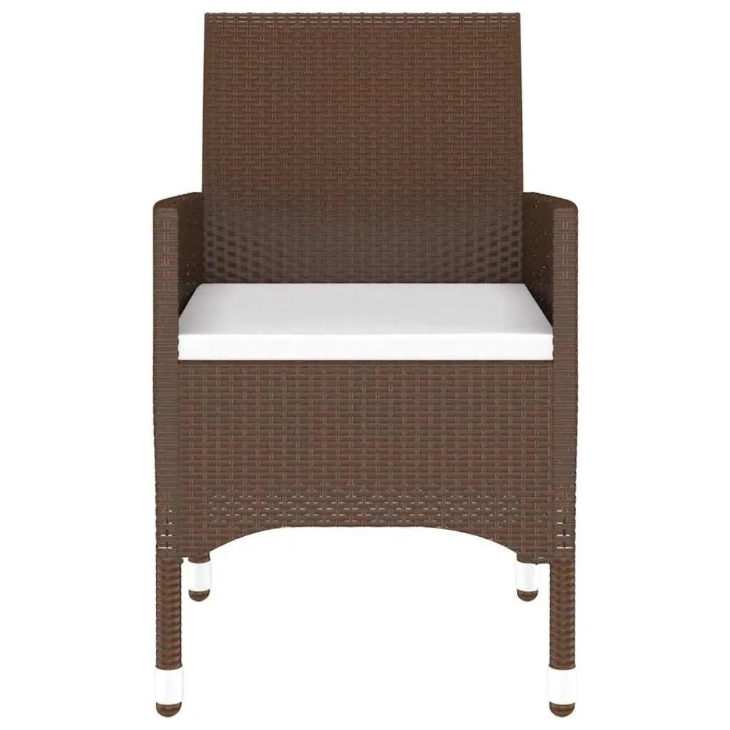 5 Piece Garden Dining Set PE Rattan Tempered Glass Table Brown