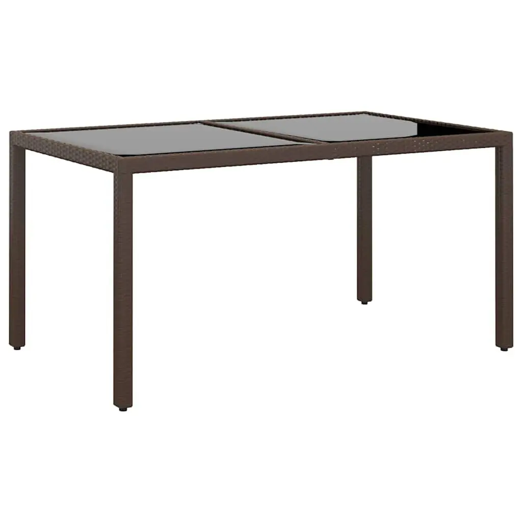 5 Piece Garden Dining Set PE Rattan Tempered Glass Table Brown
