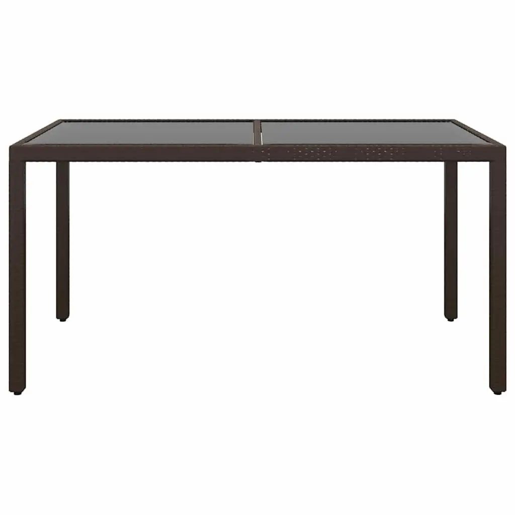 5 Piece Garden Dining Set PE Rattan Tempered Glass Table Brown