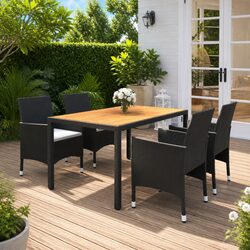 Durable 5 Piece Outdoor Dining Set with Rattan and Steel