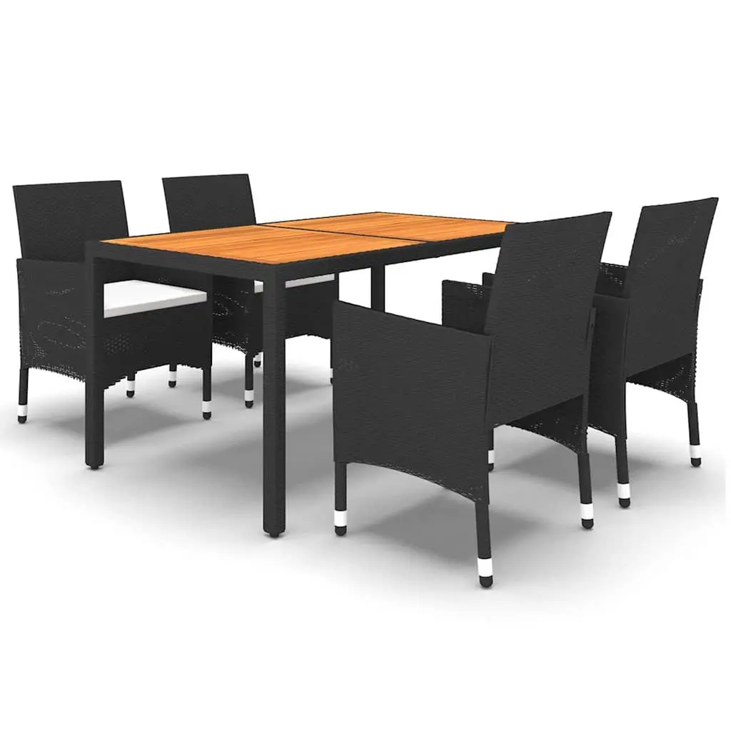 5 Piece Outdoor Dining Set with Rattan and Steel