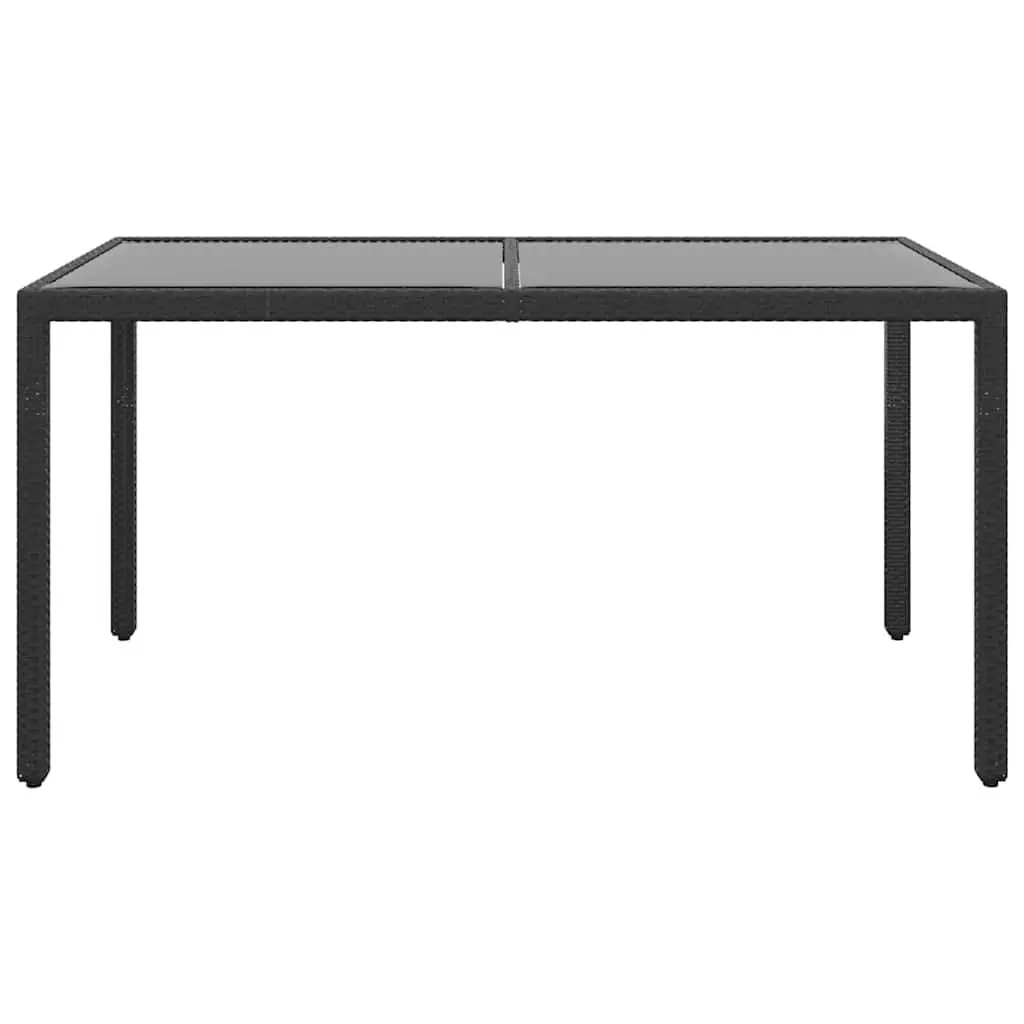 5 Piece Outdoor Garden Dining Set Poly Rattan Tempered Glass Table Chairs Black