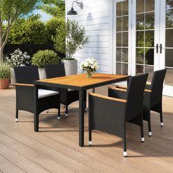 5-Piece Garden Dining Set with Steel Frame and Rattan