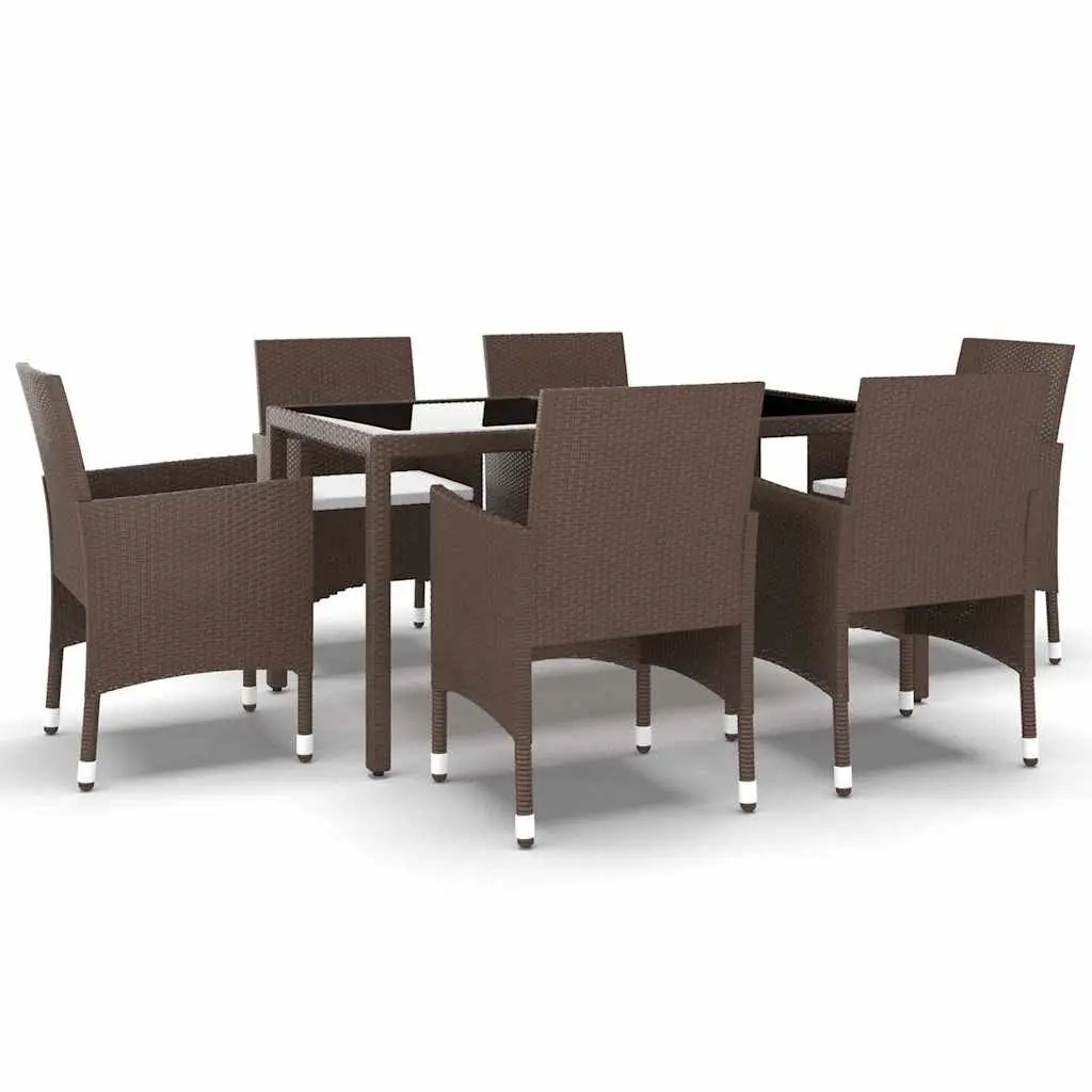 7 Piece Garden Dining Set with Glass Table