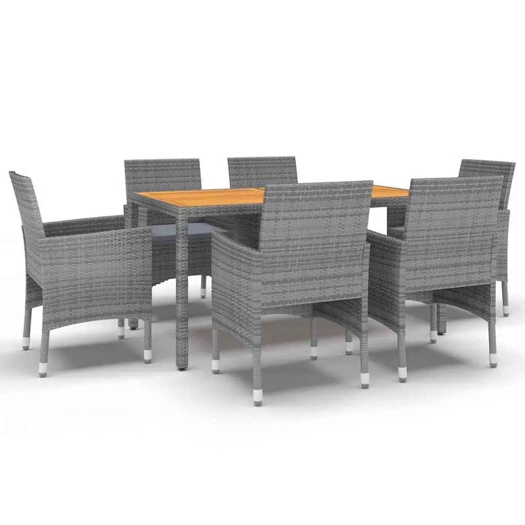 7 Piece Garden Dining Set with Grey Rattan