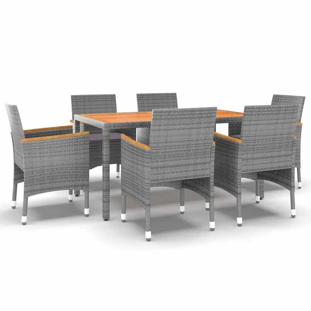 7 Piece Garden Dining Set Outdoor Patio Furniture Grey PE Rattan Steel Frame