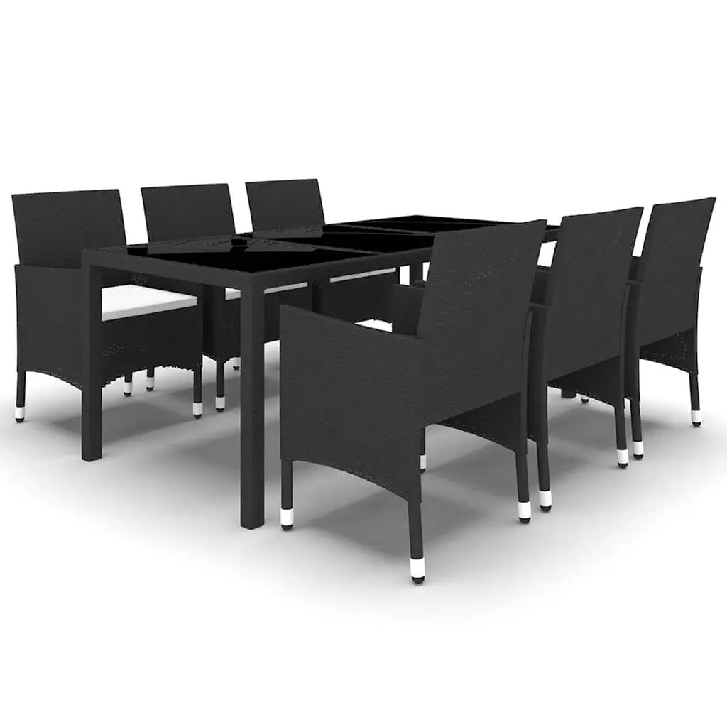 7 Piece Garden Dining Set with Glass Table