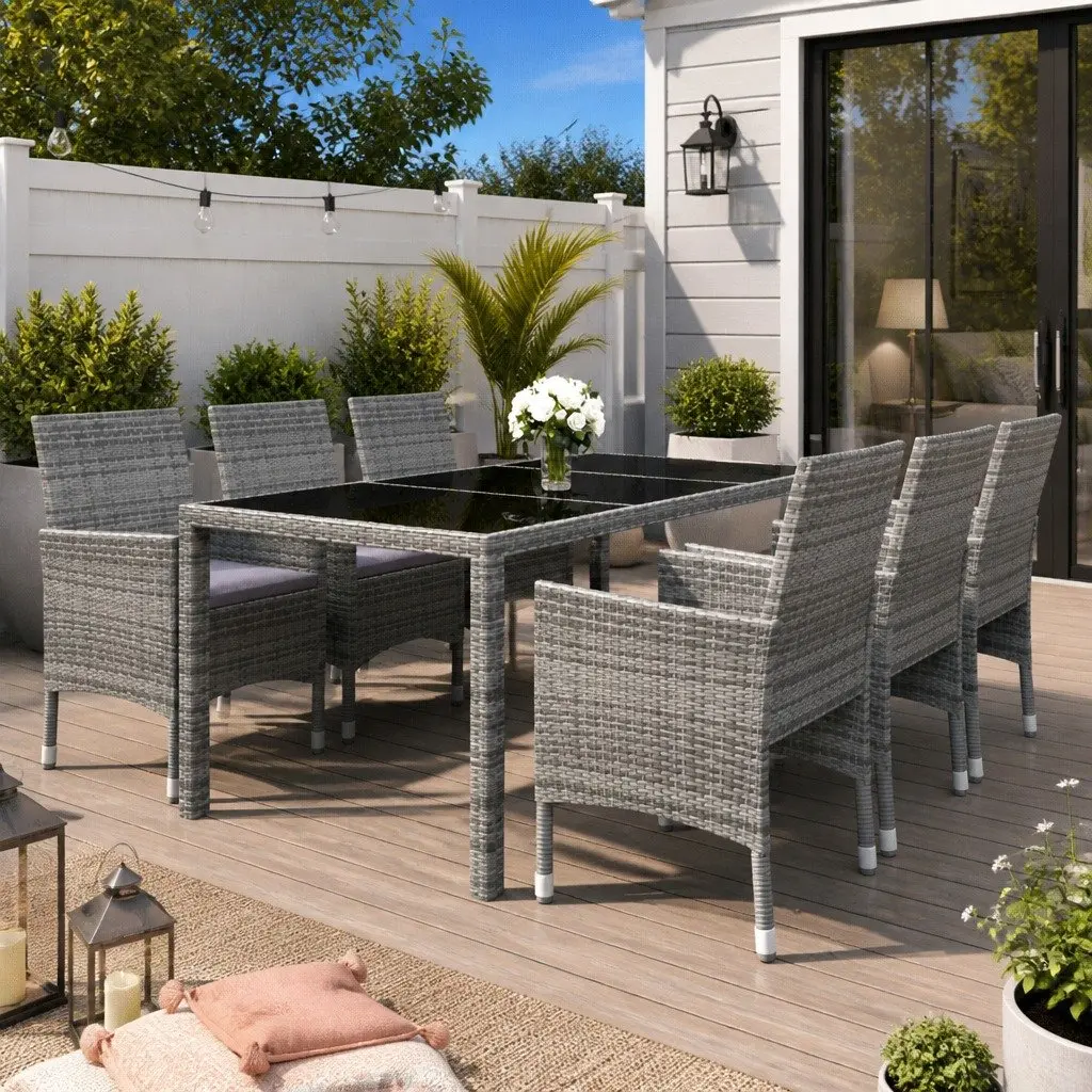 7 Piece Garden Dining Set with Durable Build