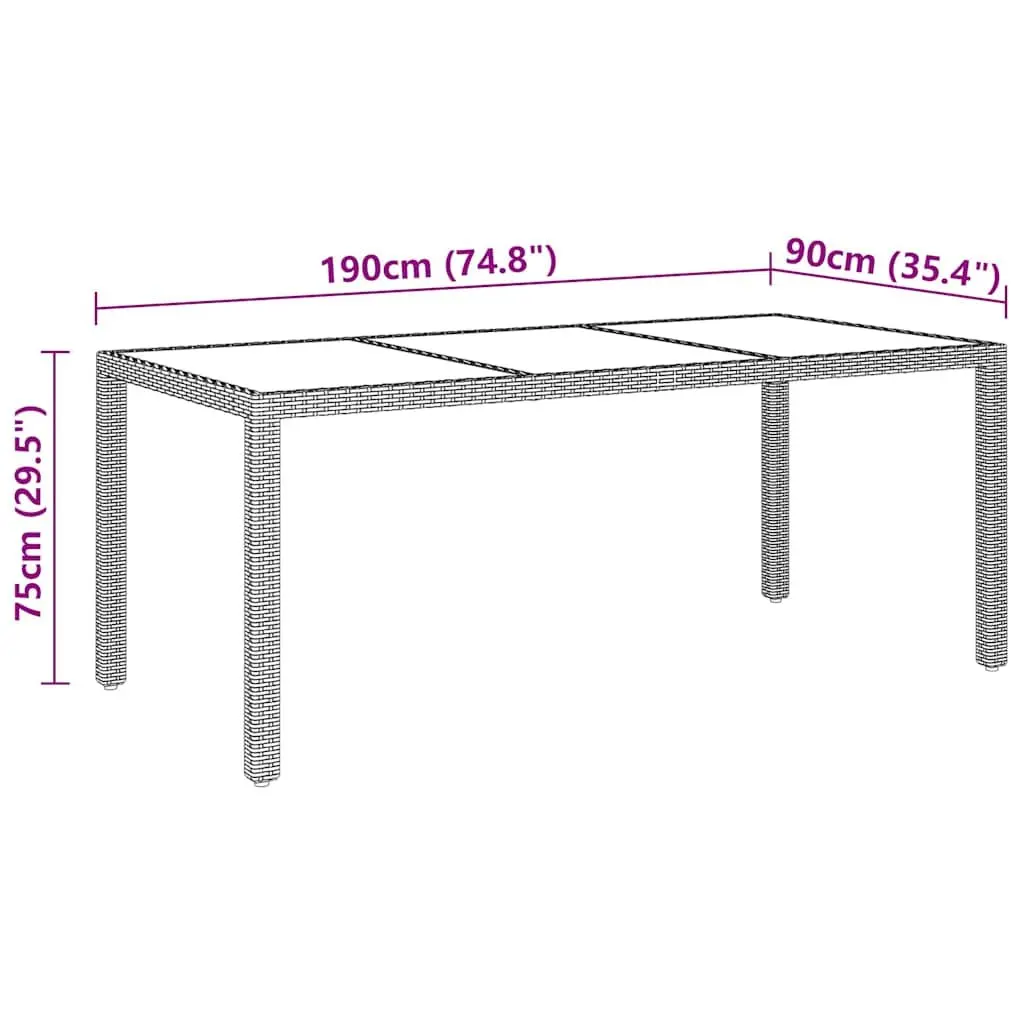 7 Piece Outdoor Garden Dining Set Poly Rattan Tempered Glass Table Chairs Beige