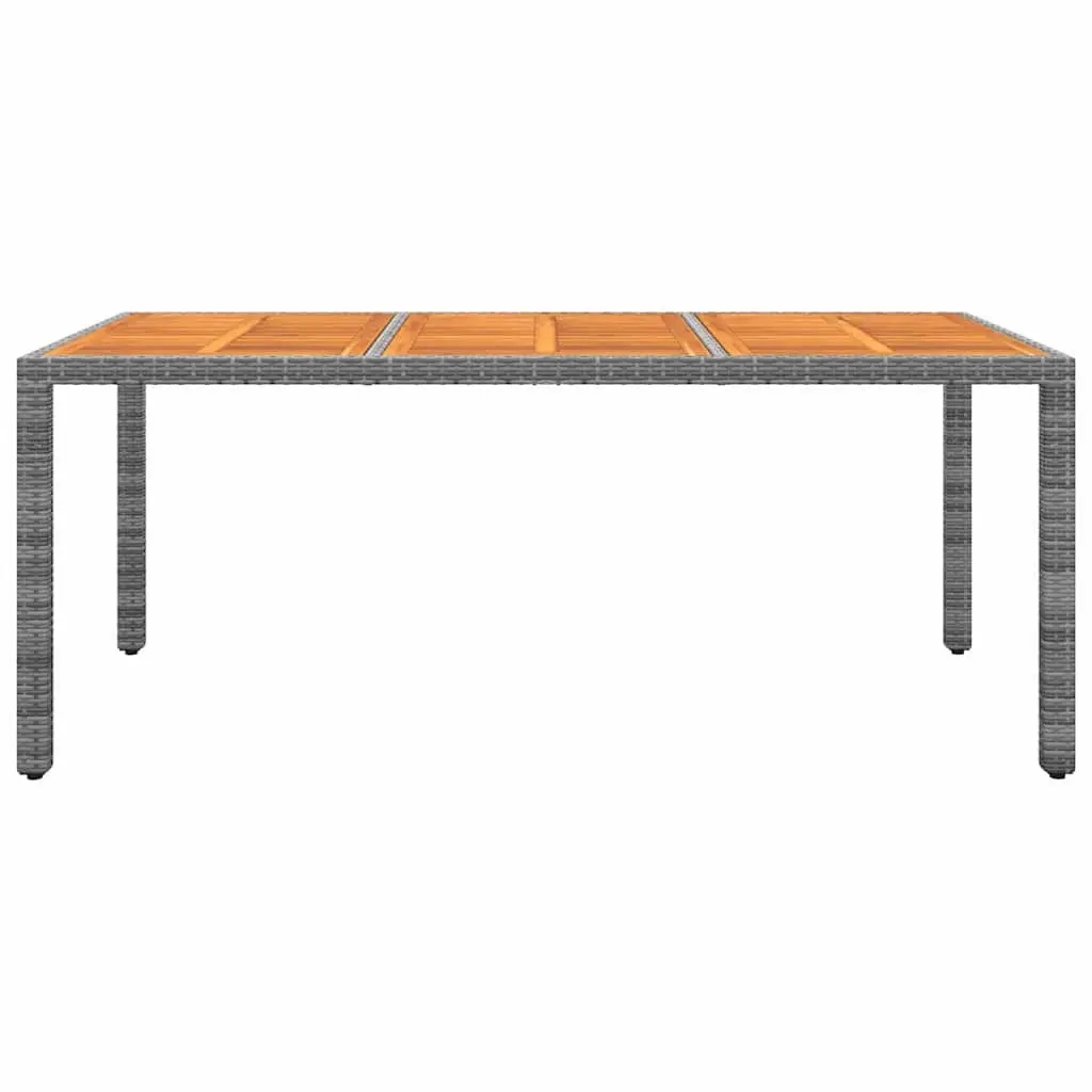 7 Piece Garden Dining Set Outdoor Furniture Grey Rattan Powder-coated Steel Acacia Wood