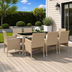 Elegant 9 Piece Rattan Garden Dining Set for Outdoor Spaces